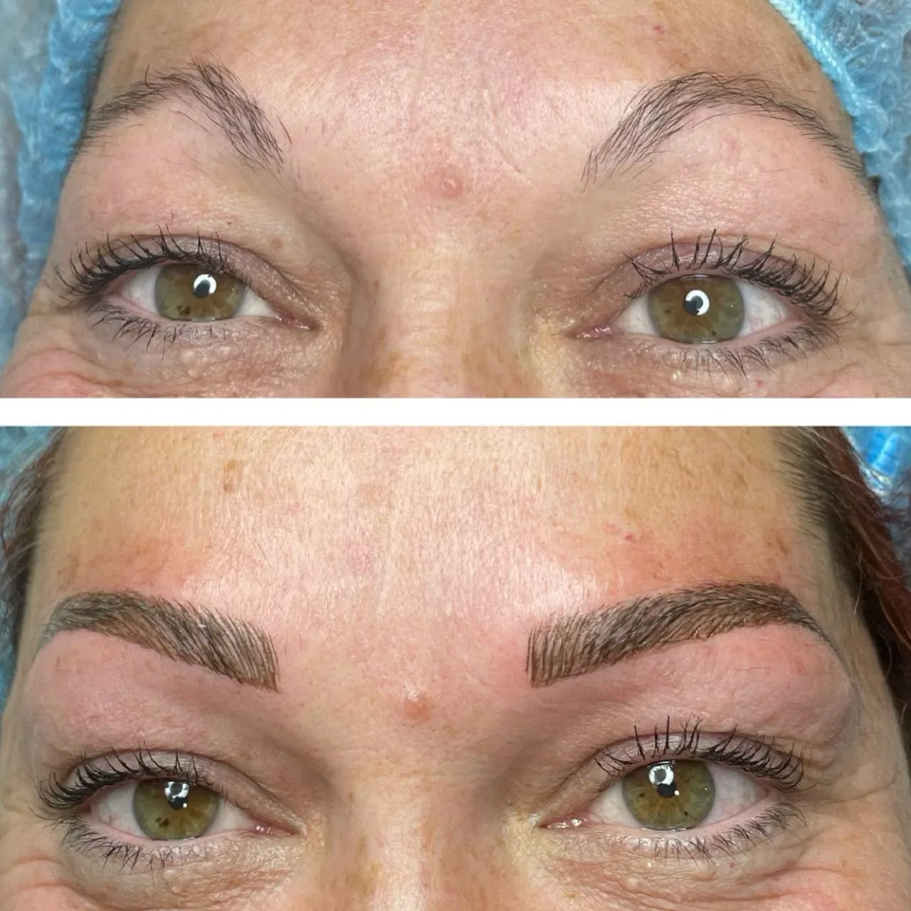 Cejas antes y después de la micropigmentación