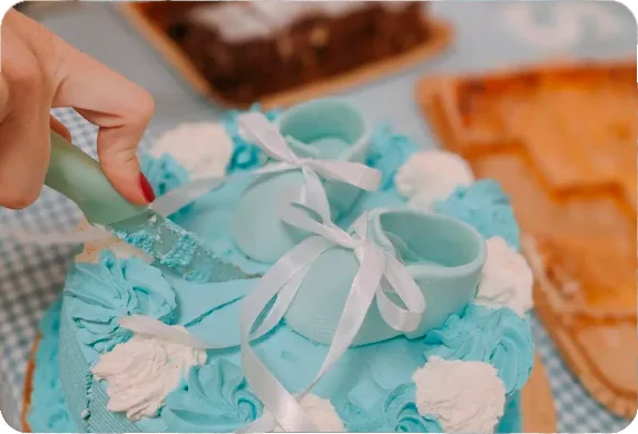 Tarta azul de baby shower