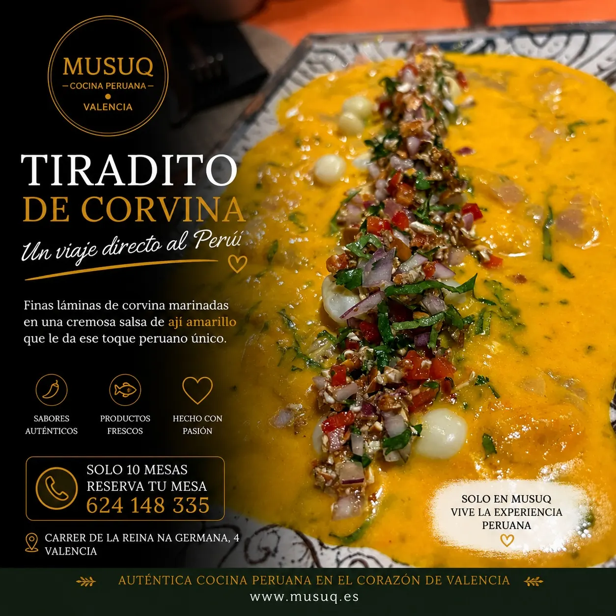 Tiradito de corvina publicado por Musuq